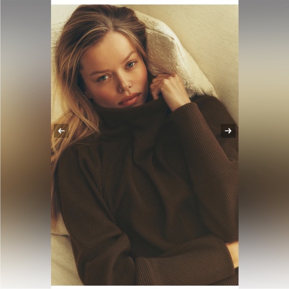 ALO Waffle Weekend Escape Mock Neck Long Sleeve Size Large Espresso Brown - Picture 5 of 12